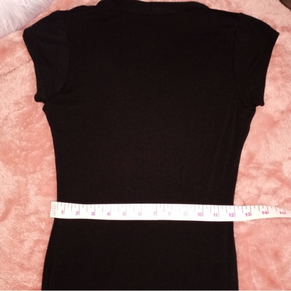 Fitted V-Neck Cap Sleeve Dress Black Sz. S/M Joe & Elle - Picture 4 of 9